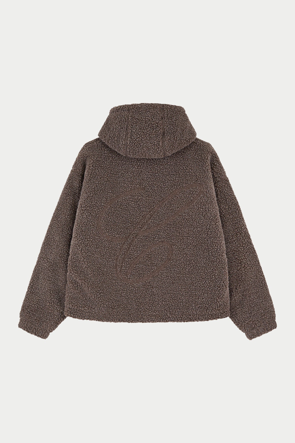 WASHED BORG ZIP THROUGH JACKET - BROWN