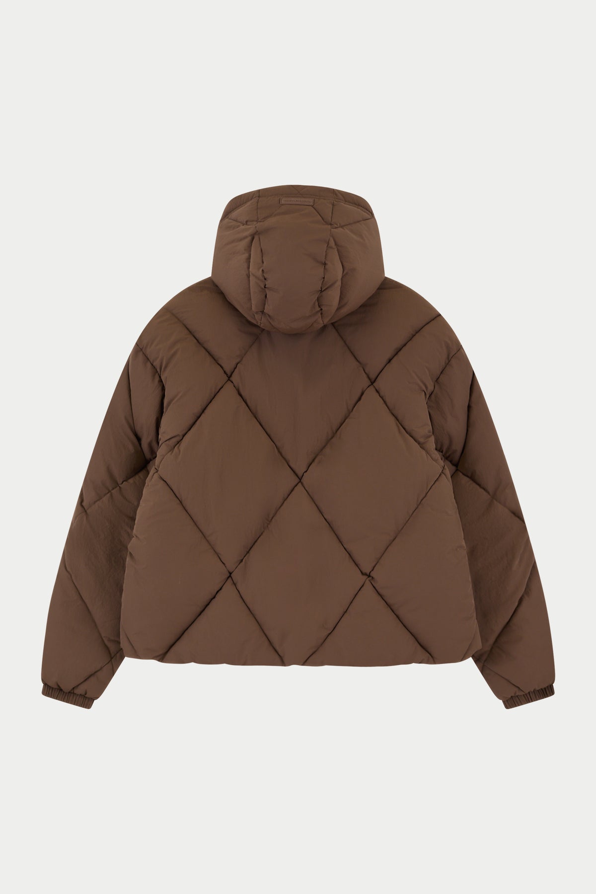 DIAMOND QUILTED PUFFER COAT - BROWN