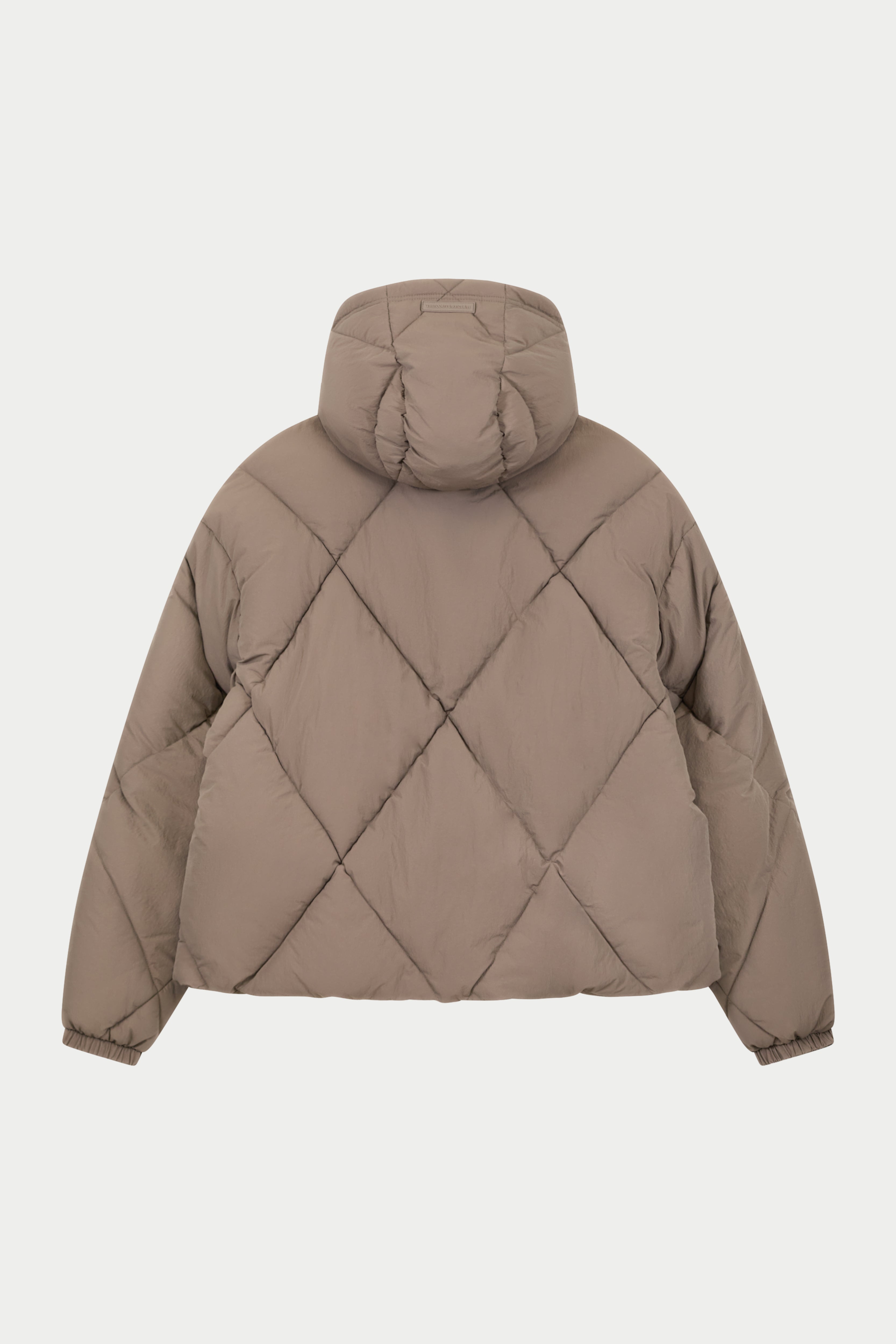 DIAMOND QUILTED PUFFER COAT - CHARCOAL