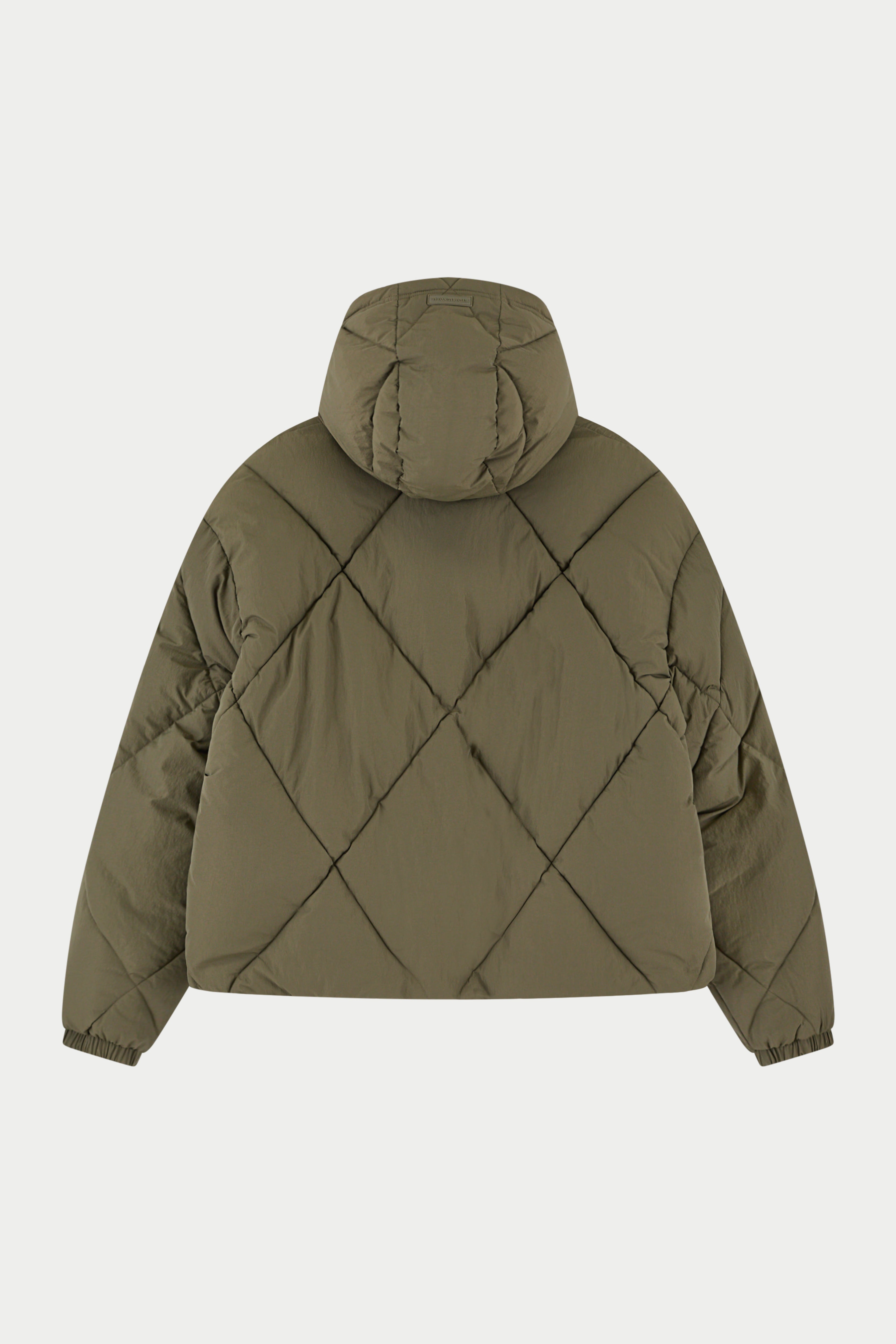 DIAMOND QUILTED PUFFER COAT - KHAKI