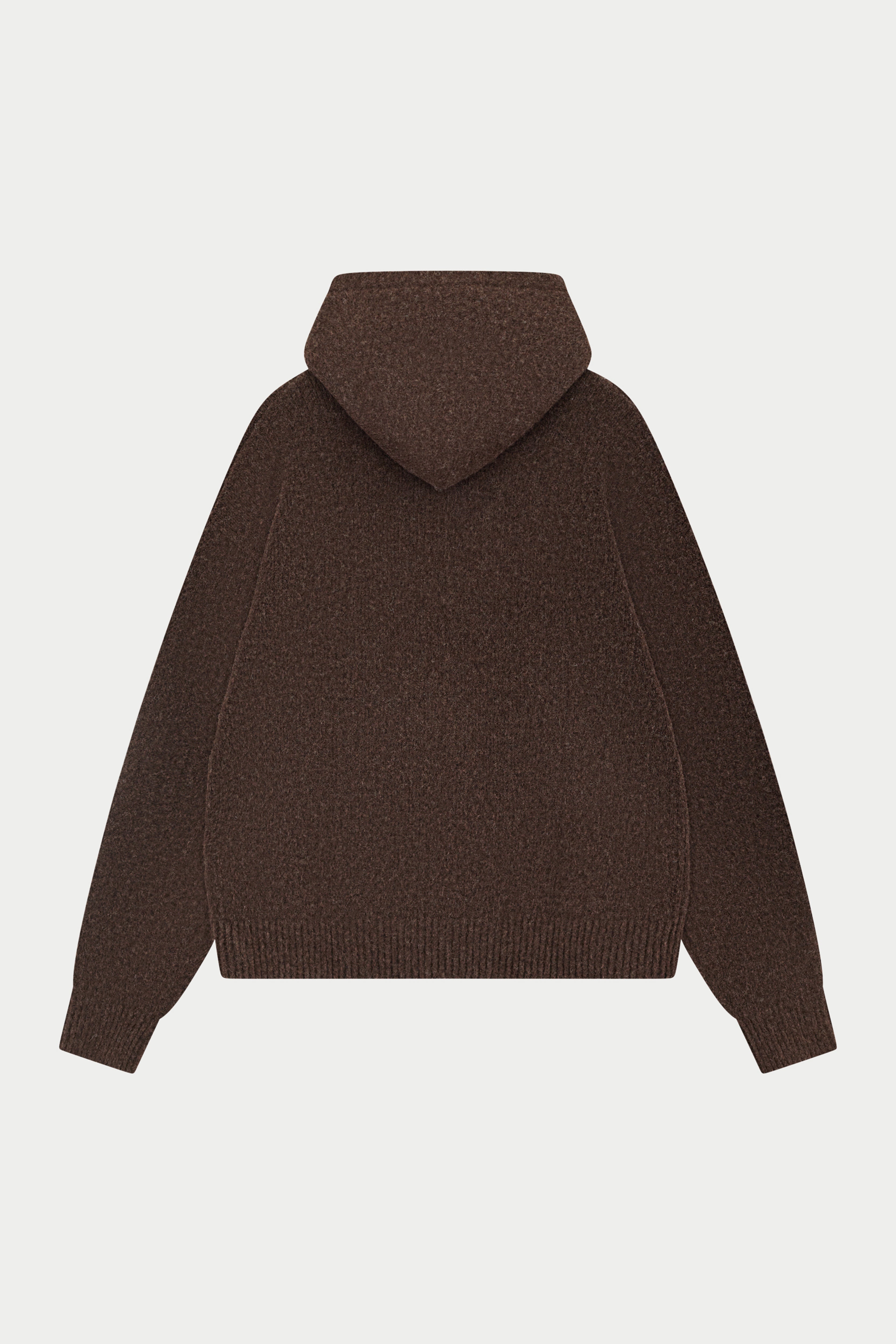 CHAINSTITCH EMBROIDERY KNITTED HOODIE - BROWN