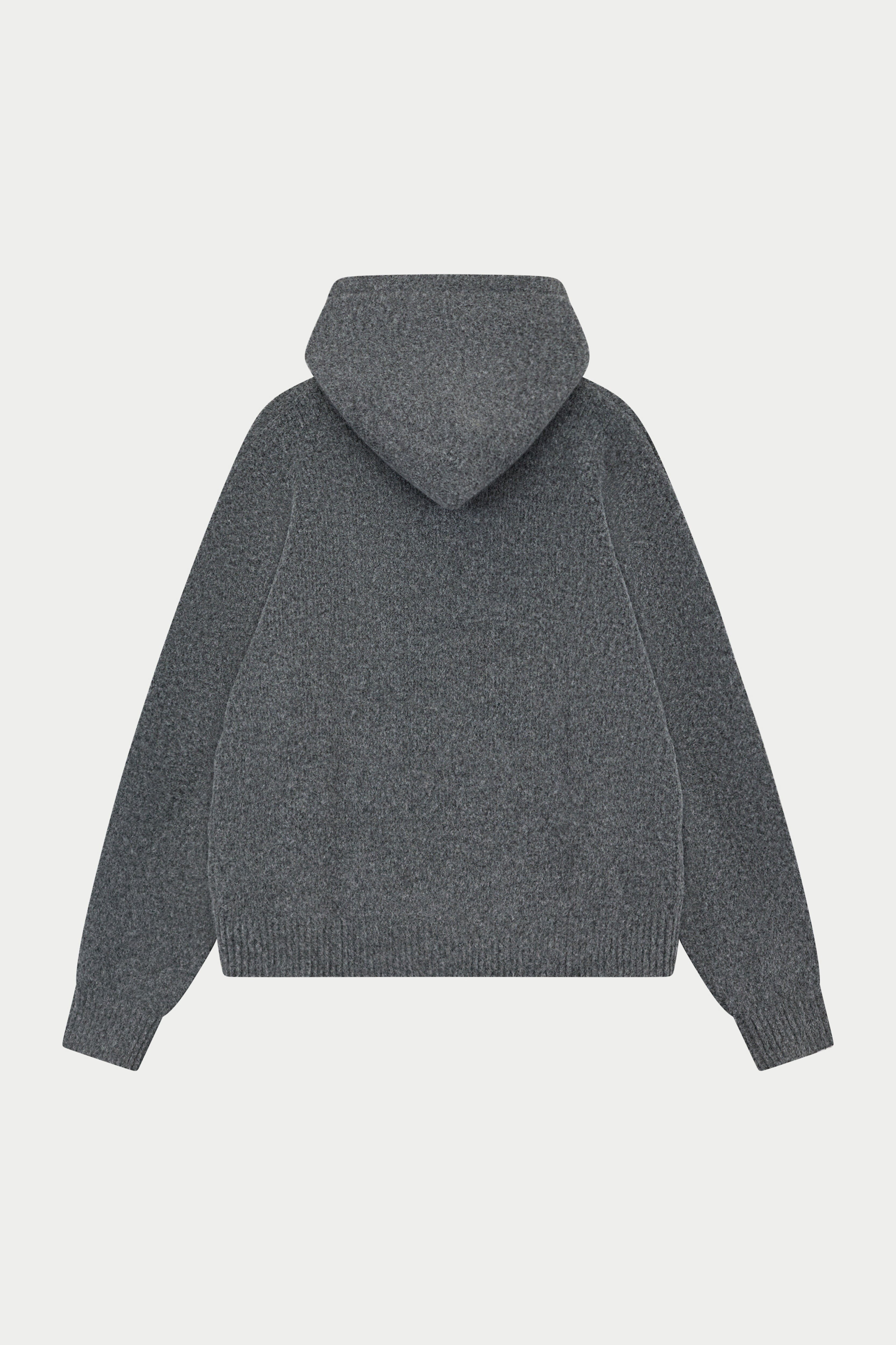 CHAINSTITCH EMBROIDERY KNITTED HOODIE - CHARCOAL