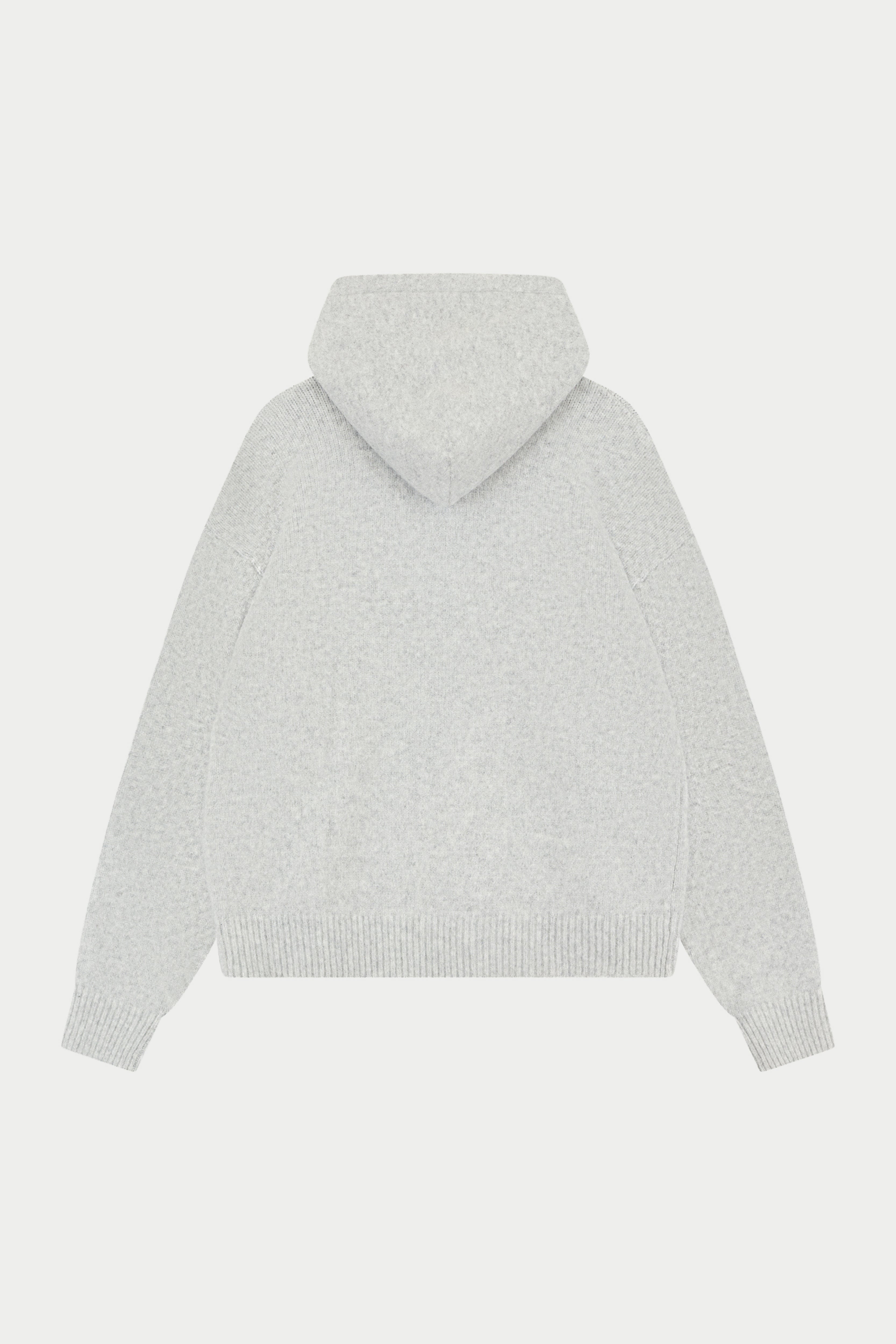 CHAINSTITCH EMBROIDERY KNITTED HOODIE - GREY