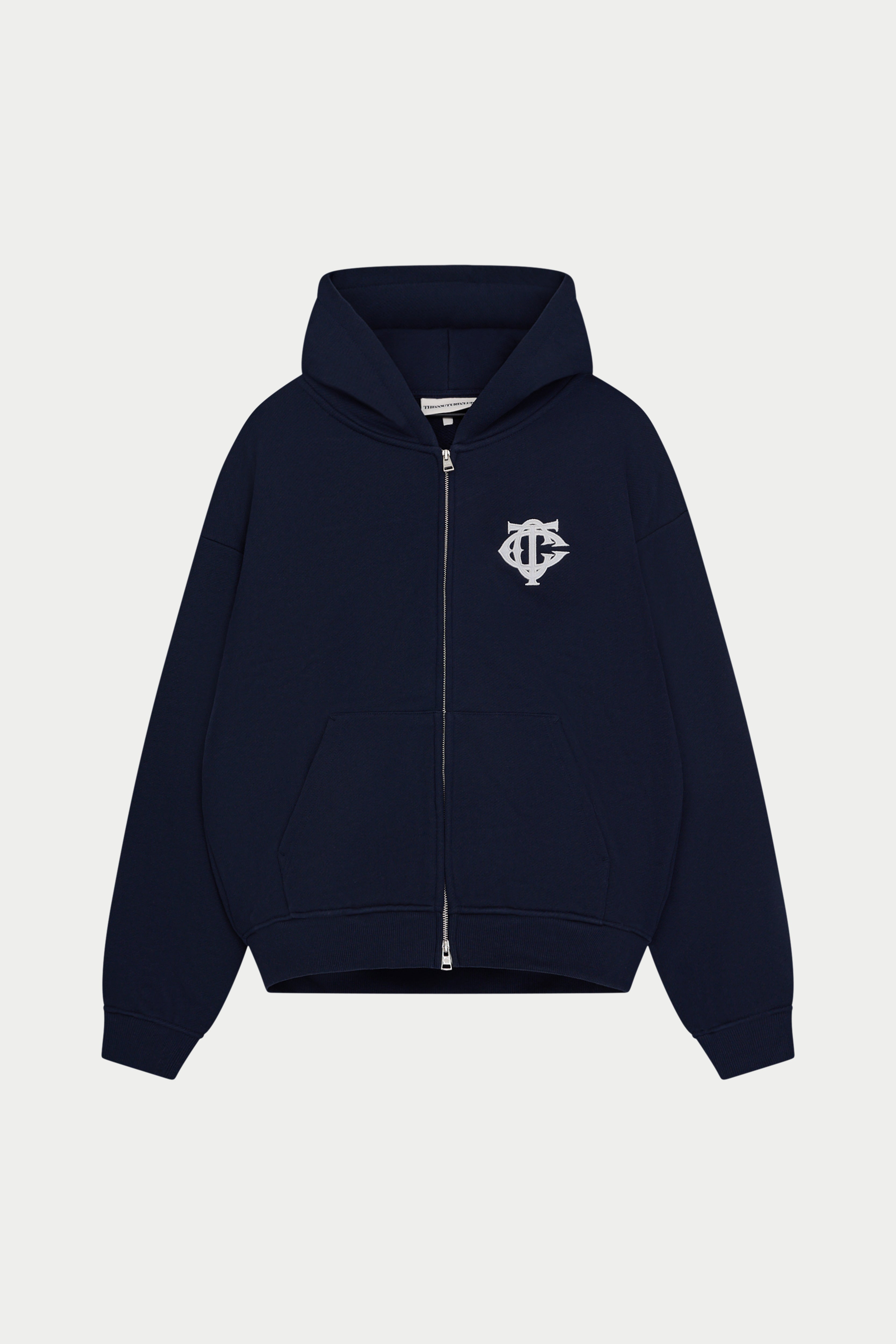 HEAVYWEIGHT MONOGRAM APPLIQUE EMBLEM ZIP THROUGH - NAVY