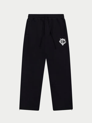 HEAVYWEIGHT MONOGRAM APPLIQUE EMBLEM JOGGERS - BLACK