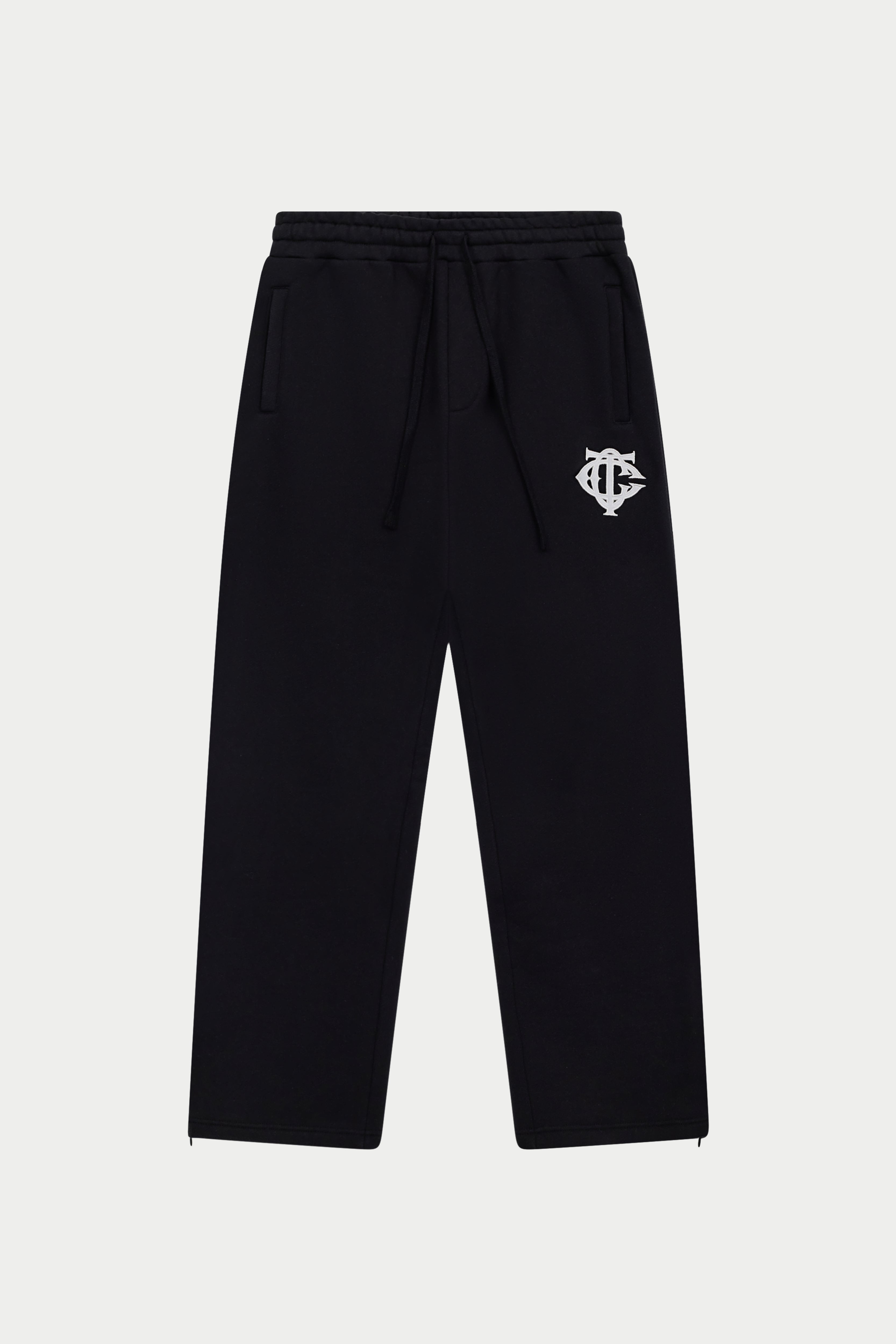 HEAVYWEIGHT MONOGRAM APPLIQUE EMBLEM JOGGERS - BLACK