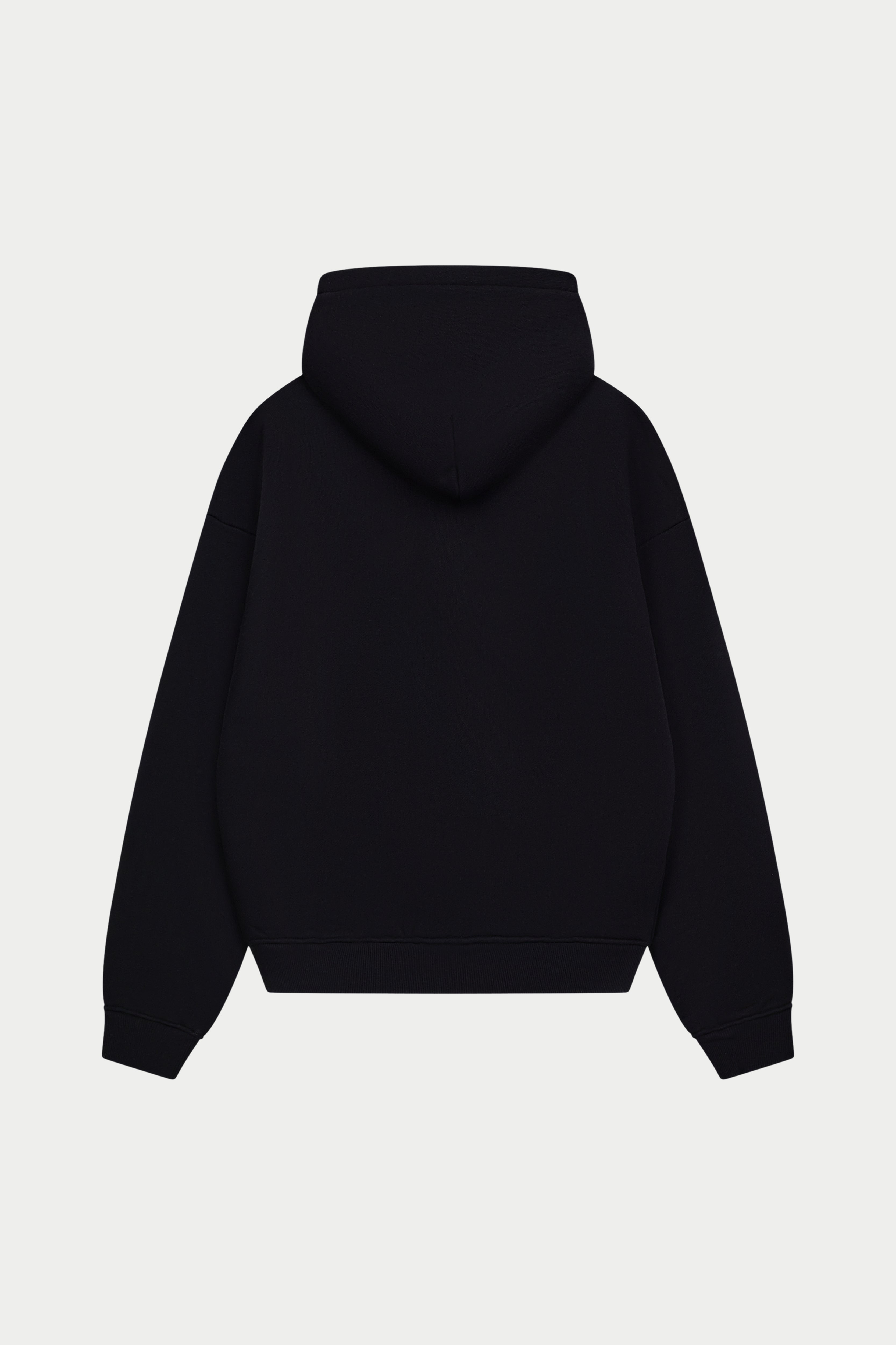 HEAVYWEIGHT MONOGRAM APPLIQUE EMBLEM HOODIE - BLACK