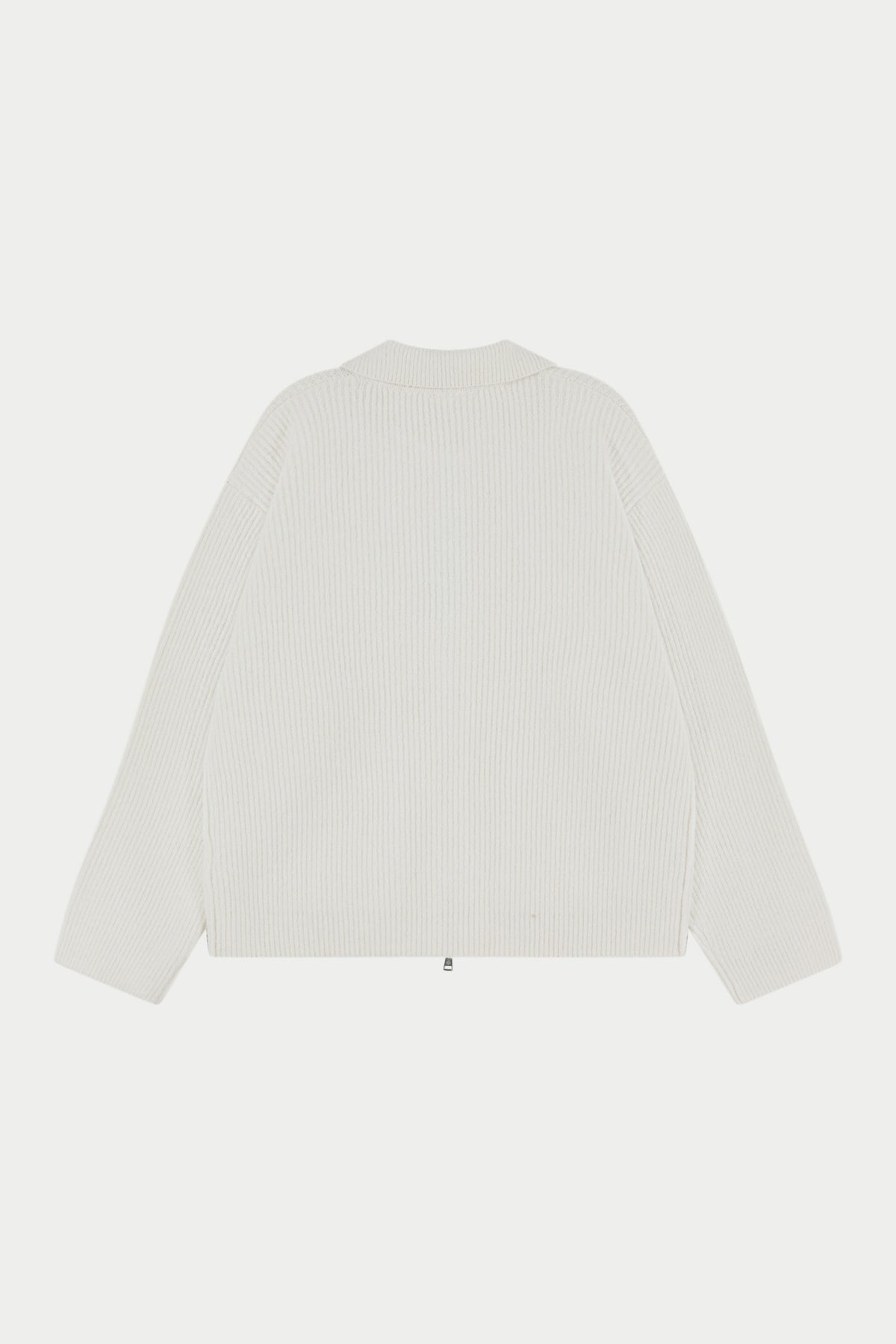RIBBED KNITTED OVERSIZED ZIP THROUGH - WHITE