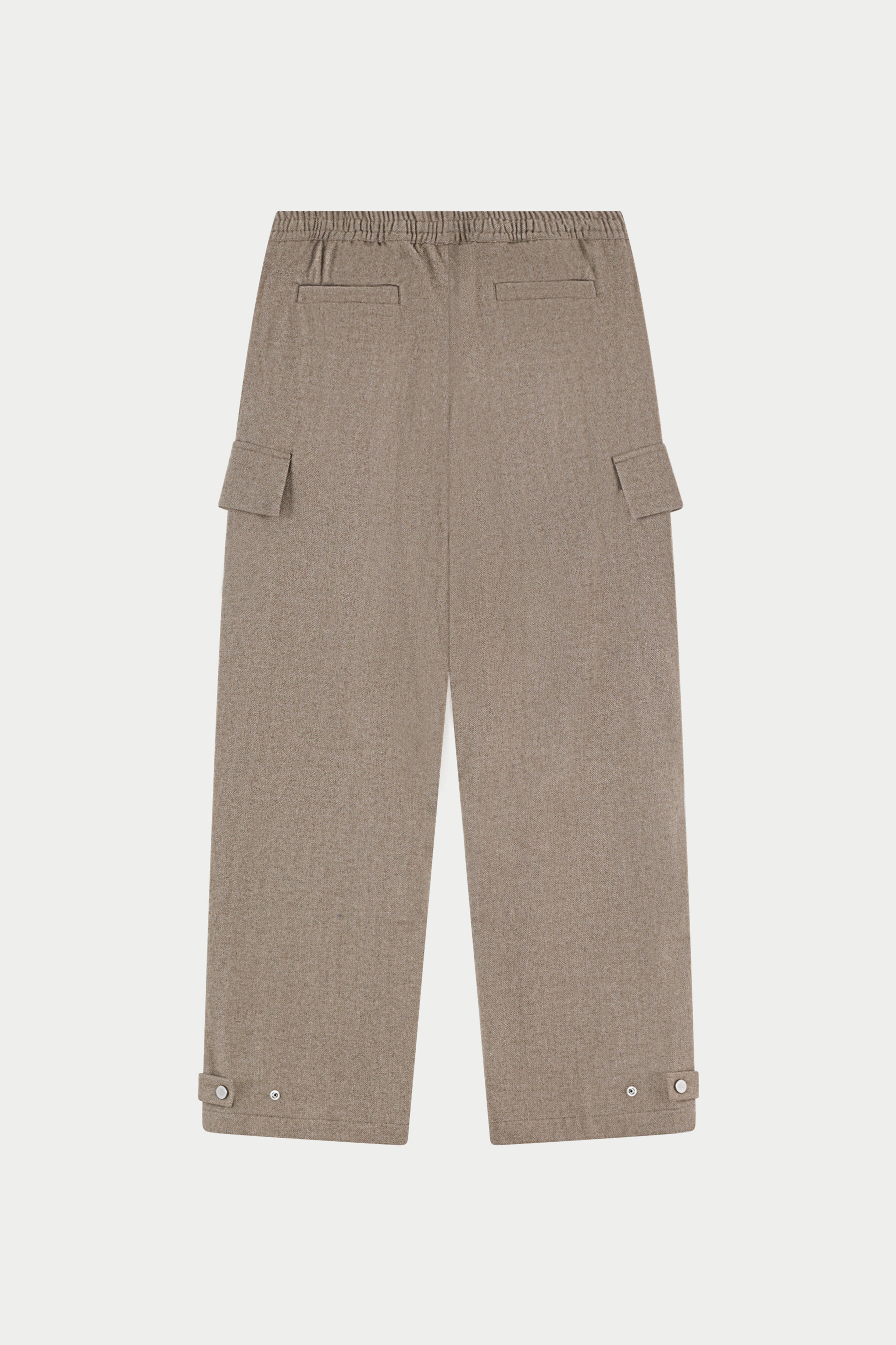 WIDE LEG HERRINGBONE TROUSERS - BEIGE