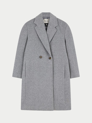 HERRINGBONE WOOL LONGLINE DUSTER COAT - GREY