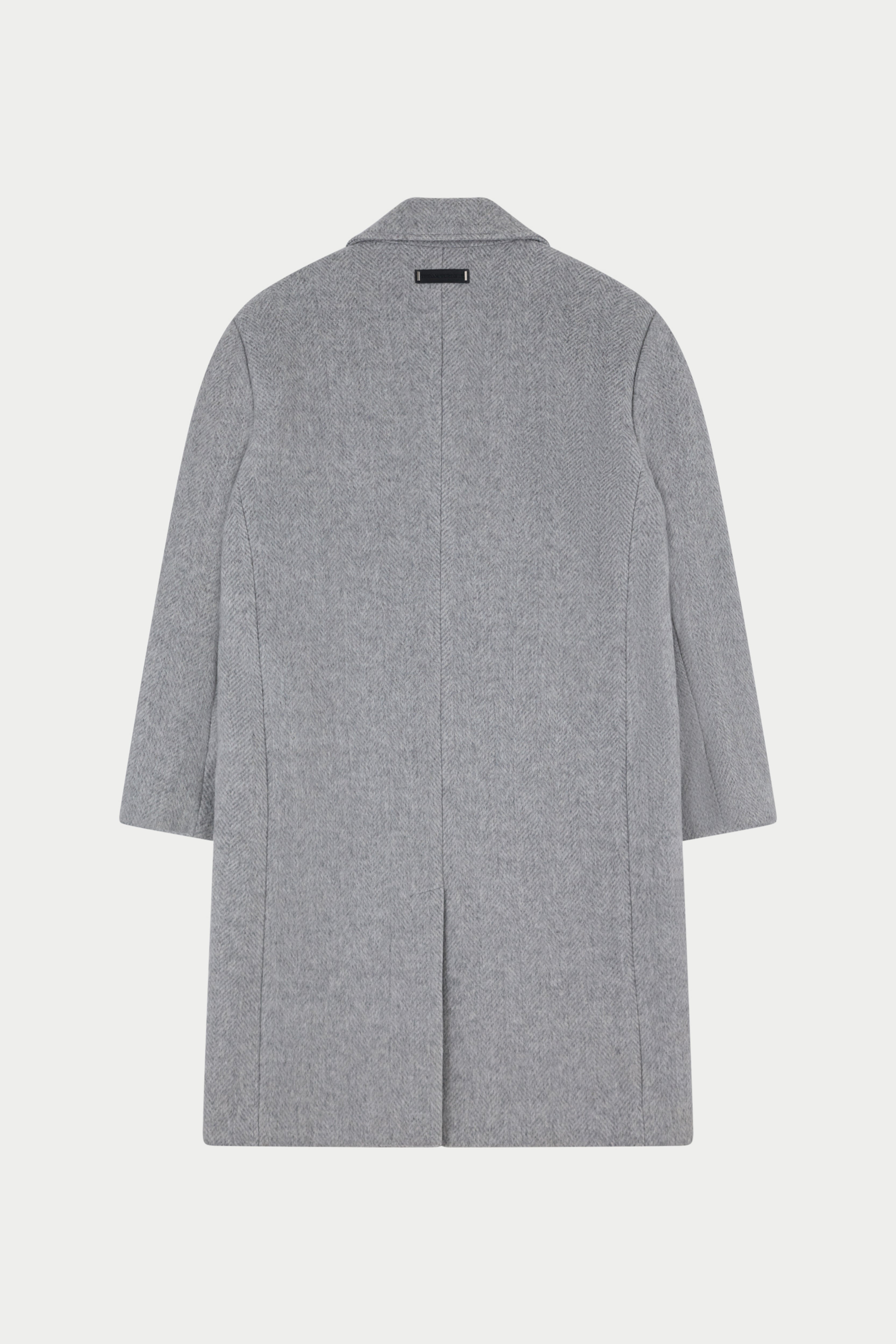 HERRINGBONE WOOL LONGLINE DUSTER COAT - GREY