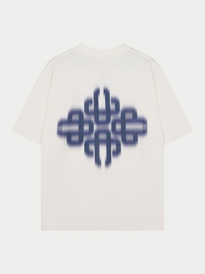 MOTION BLURRED EMBLEM T-SHIRT - OFF WHITE NAVY