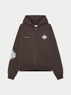 MOTION BLURRED ZIP THROUGH HOODIE - BROWN