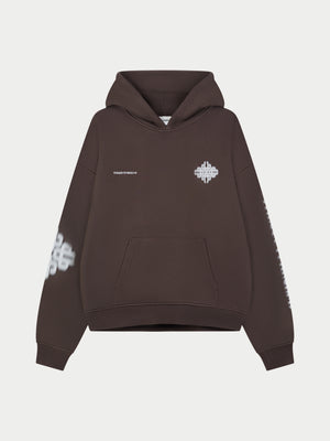 MOTION BLURRED EMBLEM HOODIE - BROWN