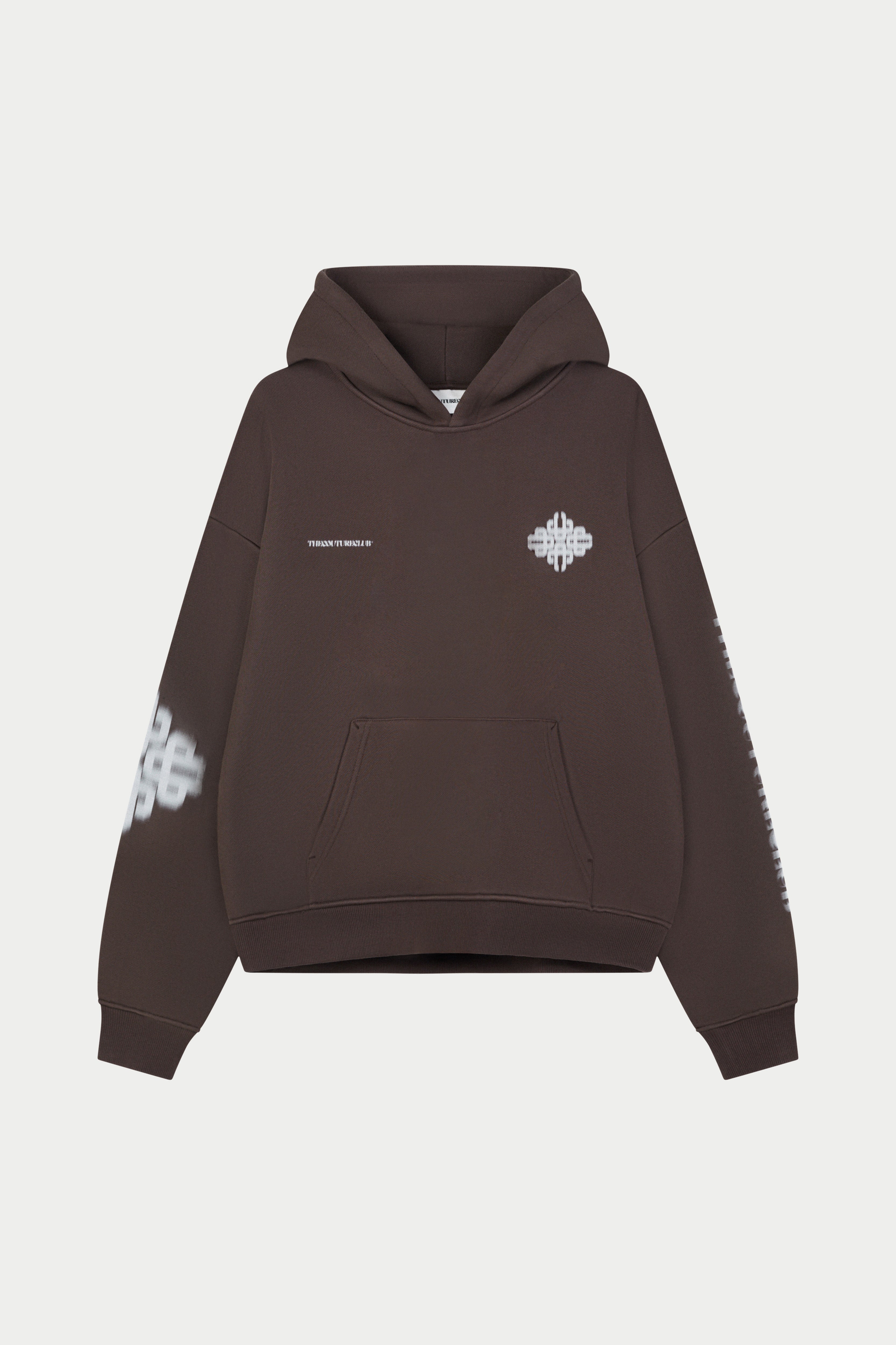 MOTION BLURRED EMBLEM HOODIE - BROWN