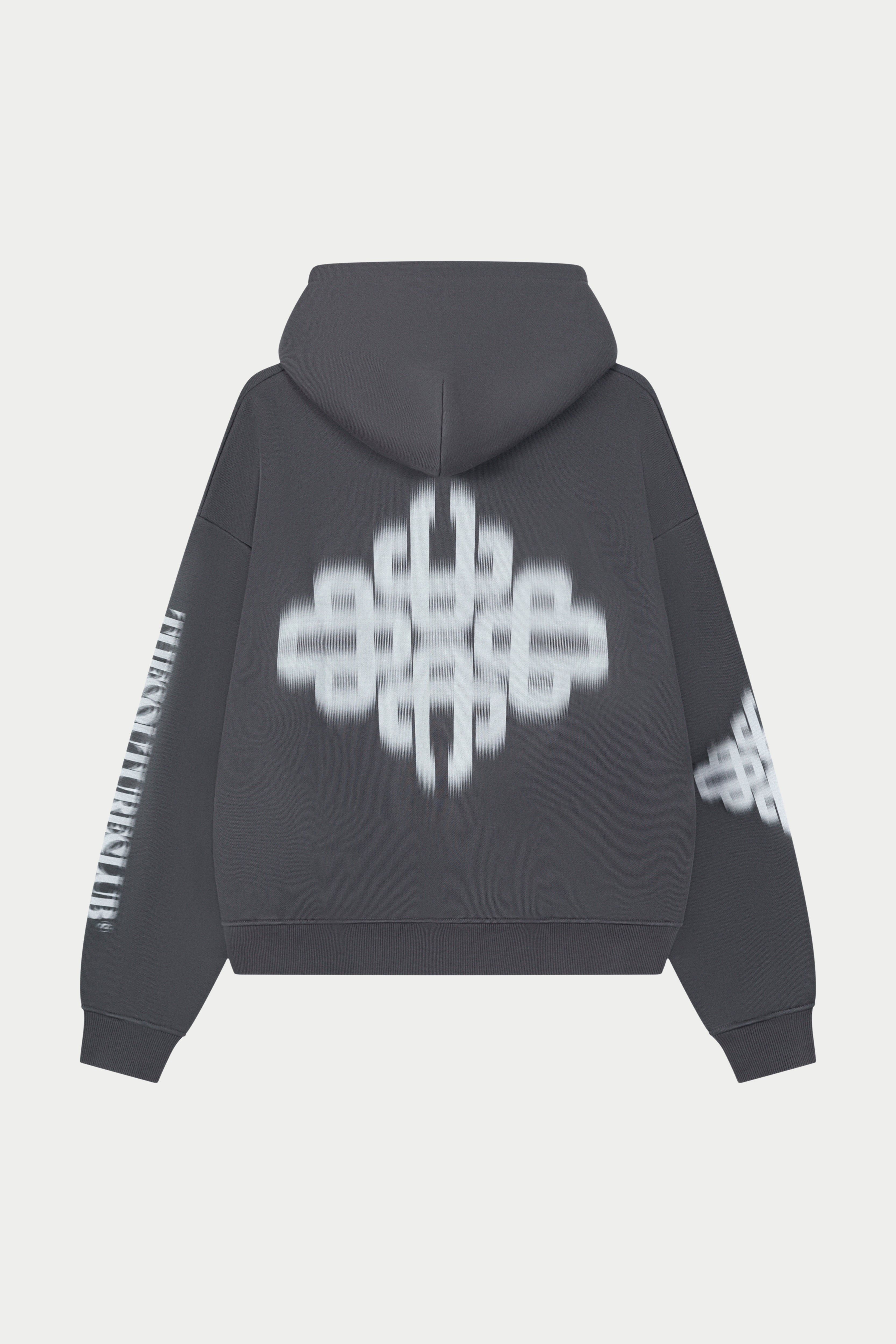 MOTION BLURRED ZIP THROUGH HOODIE - CHARCOAL
