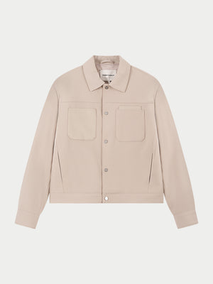 FAUX LEATHER POCKET TAILORED JACKET - STONE