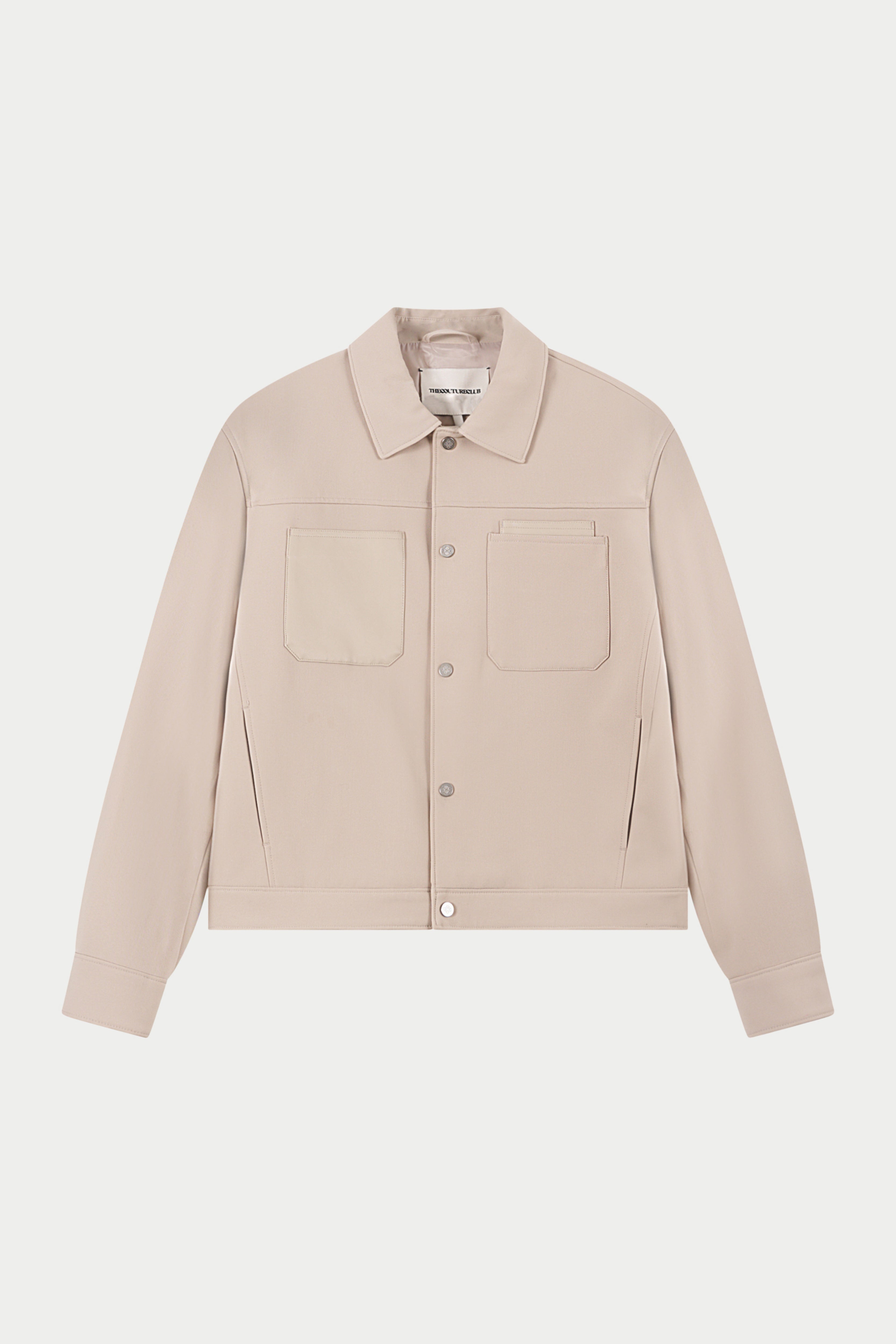 FAUX LEATHER POCKET TAILORED JACKET - STONE
