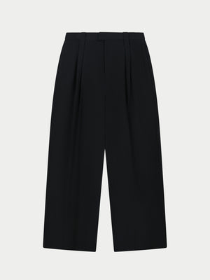 BARREL LEG TAILORED TROUSERS - BLACK
