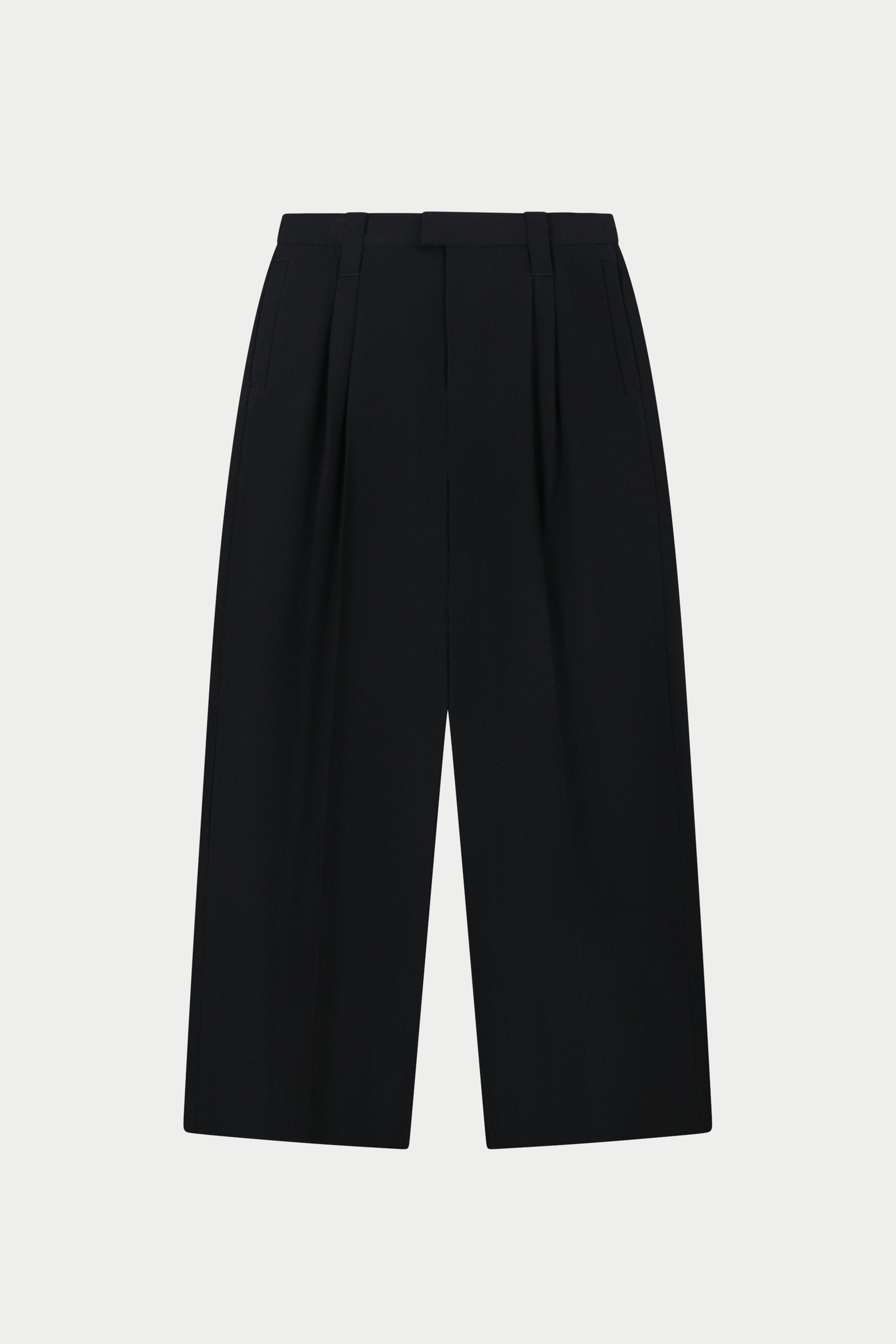 BARREL LEG TAILORED TROUSERS - BLACK