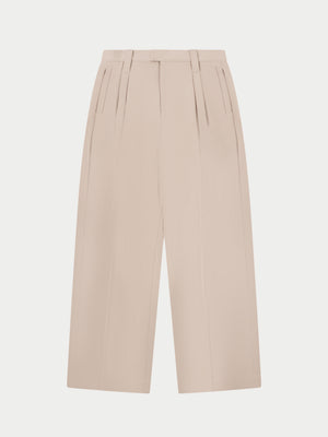 BARREL LEG TAILORED TROUSERS - STONE