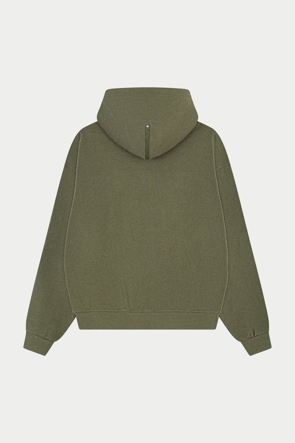 KNIT CONTRAST BINDING ZIP THROUGH HOODIE - KHAKI