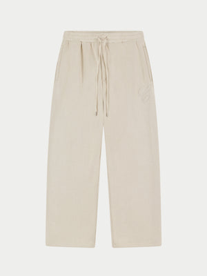 KNIT CONTRAST DRAWCORDS RELAXED JOGGERS - BEIGE