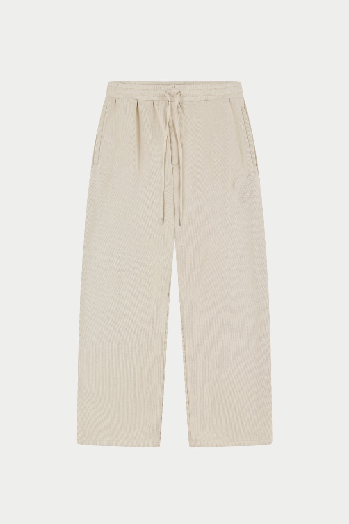 KNIT CONTRAST DRAWCORDS RELAXED JOGGERS - BEIGE