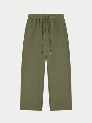 KNIT CONTRAST DRAWCORDS RELAXED JOGGERS - KHAKI