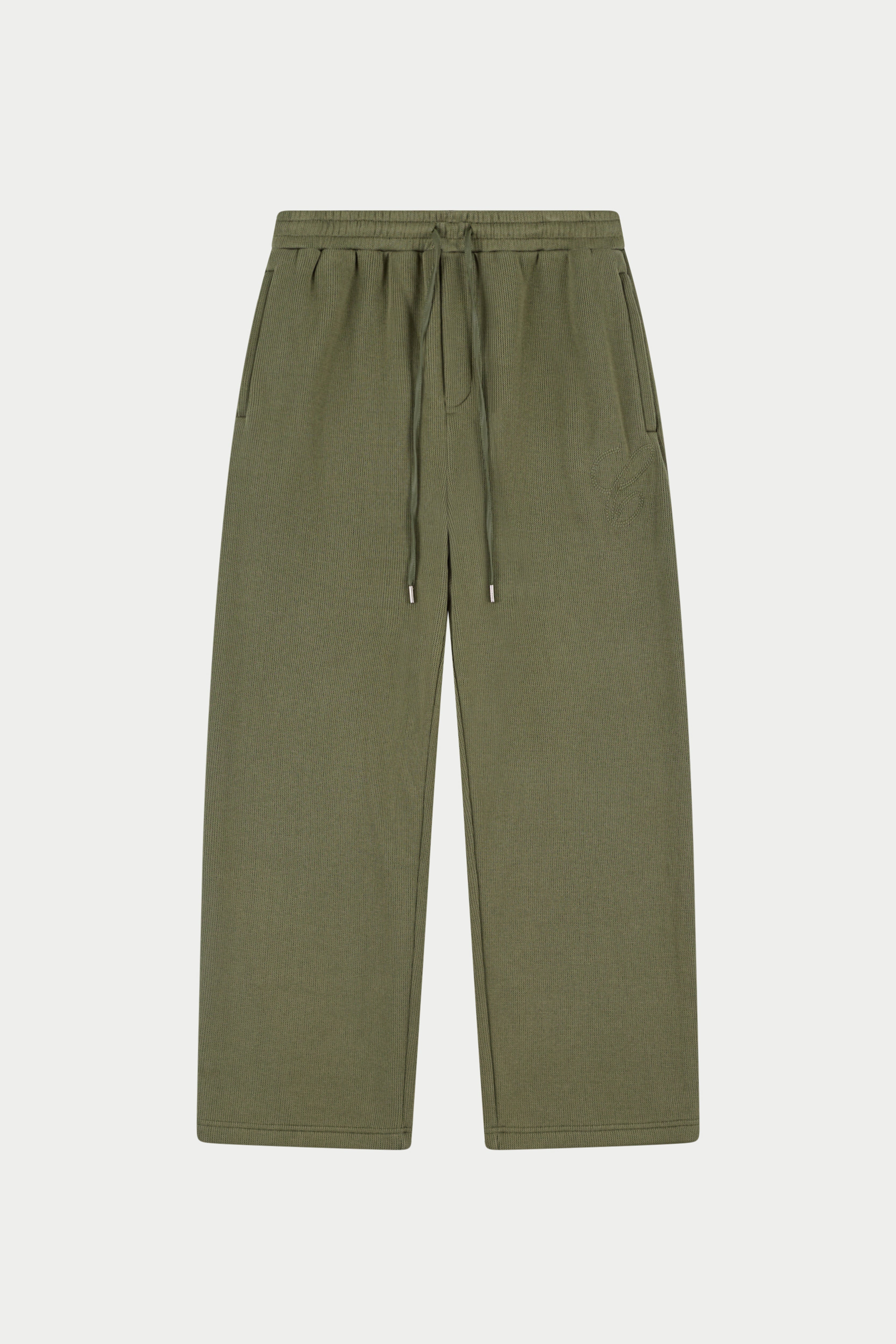 KNIT CONTRAST DRAWCORDS RELAXED JOGGERS - KHAKI