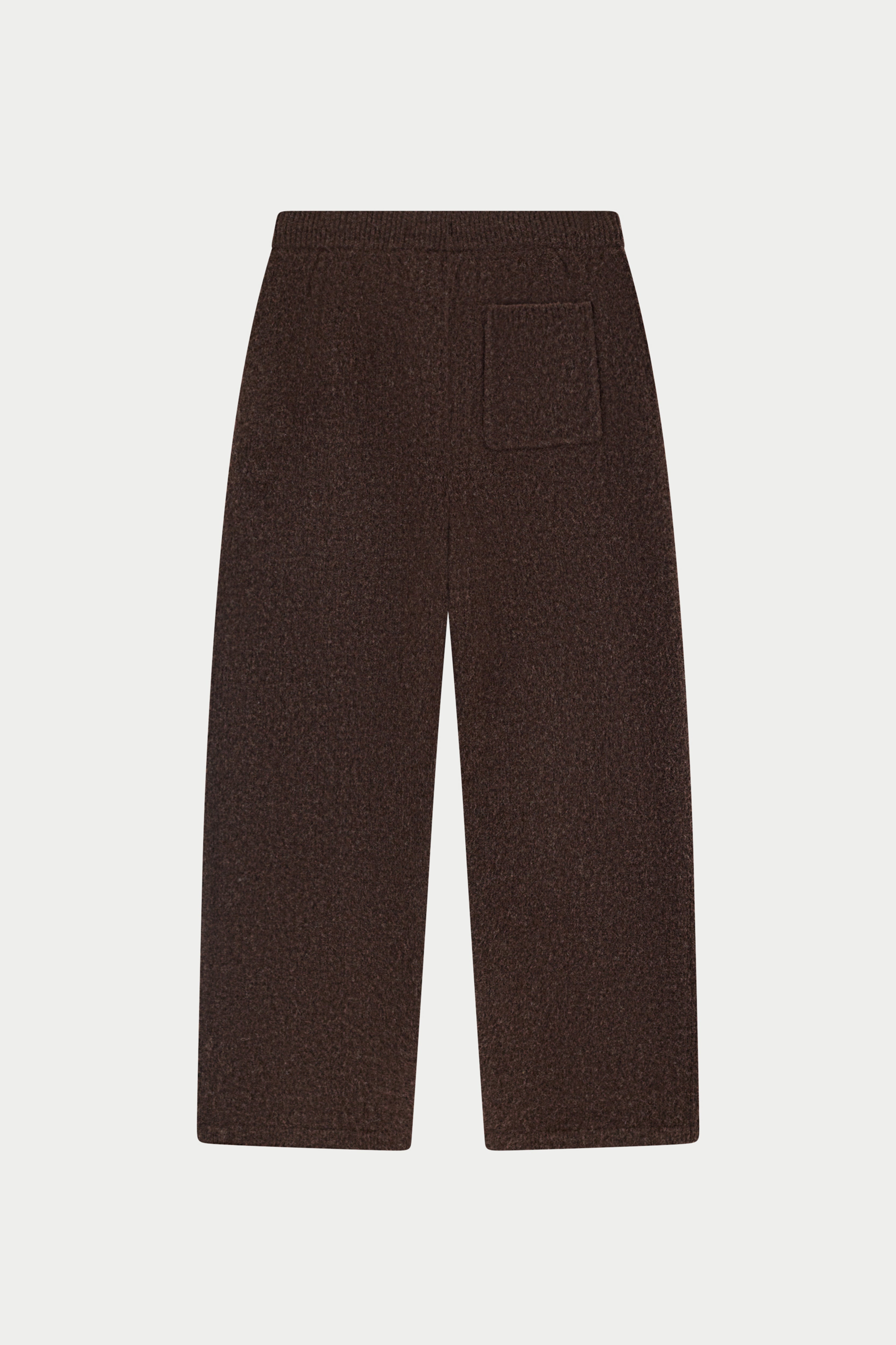 CHAINSTITCH EMBROIDERY KNITTED BARREL LEG JOGGERS - BROWN