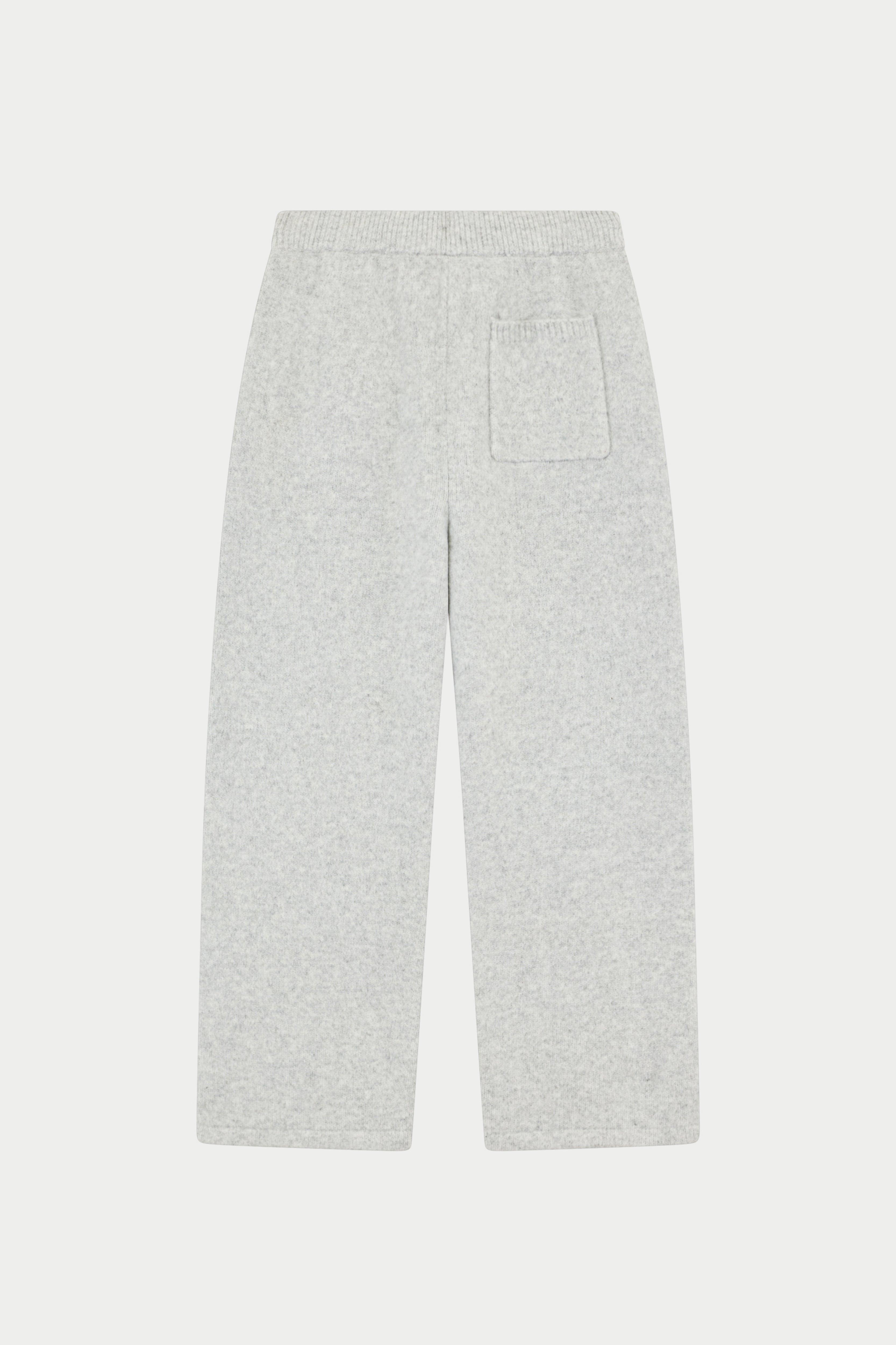 CHAINSTITCH EMBROIDERY KNITTED BARREL LEG JOGGERS - GREY