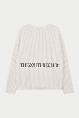 COPYRIGHT CROCHET LONG SLEEVE T-SHIRT - WHITE