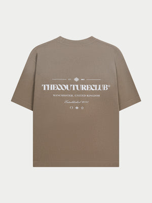 SPRAY WASH COPYRIGHT MULTI GRAPHIC T-SHIRT - BEIGE