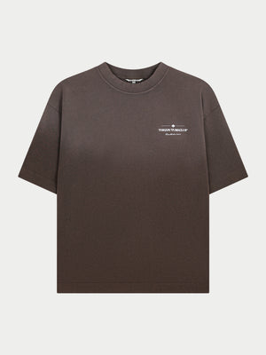 SPRAY WASH COPYRIGHT MULTI GRAPHIC T-SHIRT - BROWN