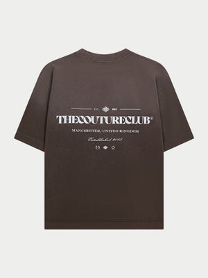 SPRAY WASH COPYRIGHT MULTI GRAPHIC T-SHIRT - BROWN