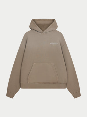 SPRAY WASH COPYRIGHT MULTI GRAPHIC HOODIE - BEIGE