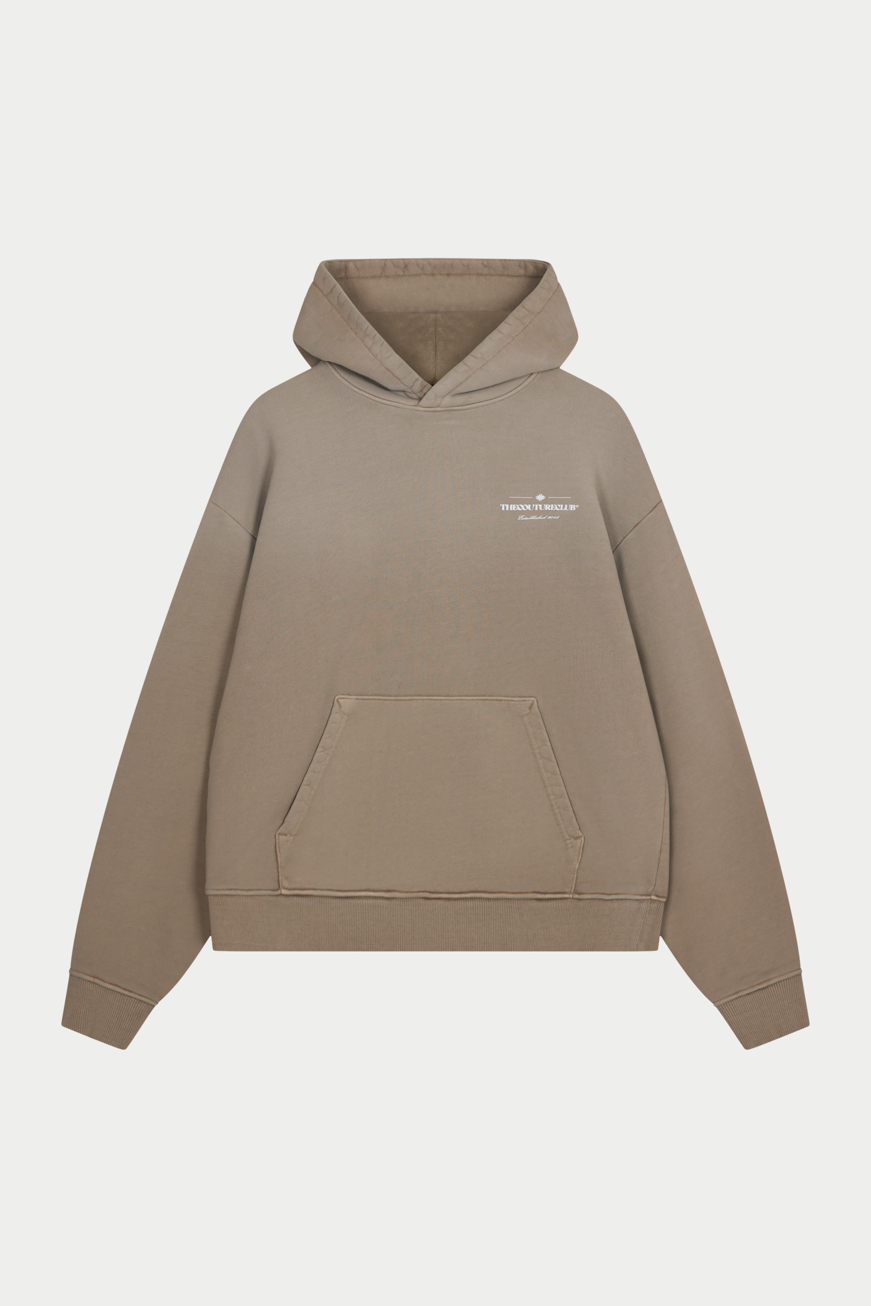 SPRAY WASH COPYRIGHT MULTI GRAPHIC HOODIE - BEIGE
