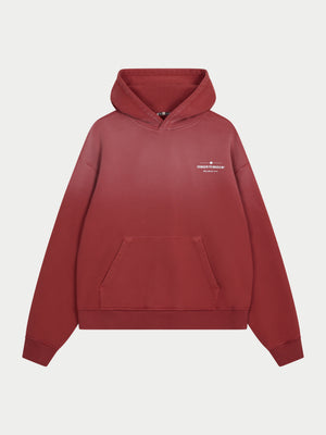 SPRAY WASH COPYRIGHT MULTI GRAPHIC HOODIE - RED