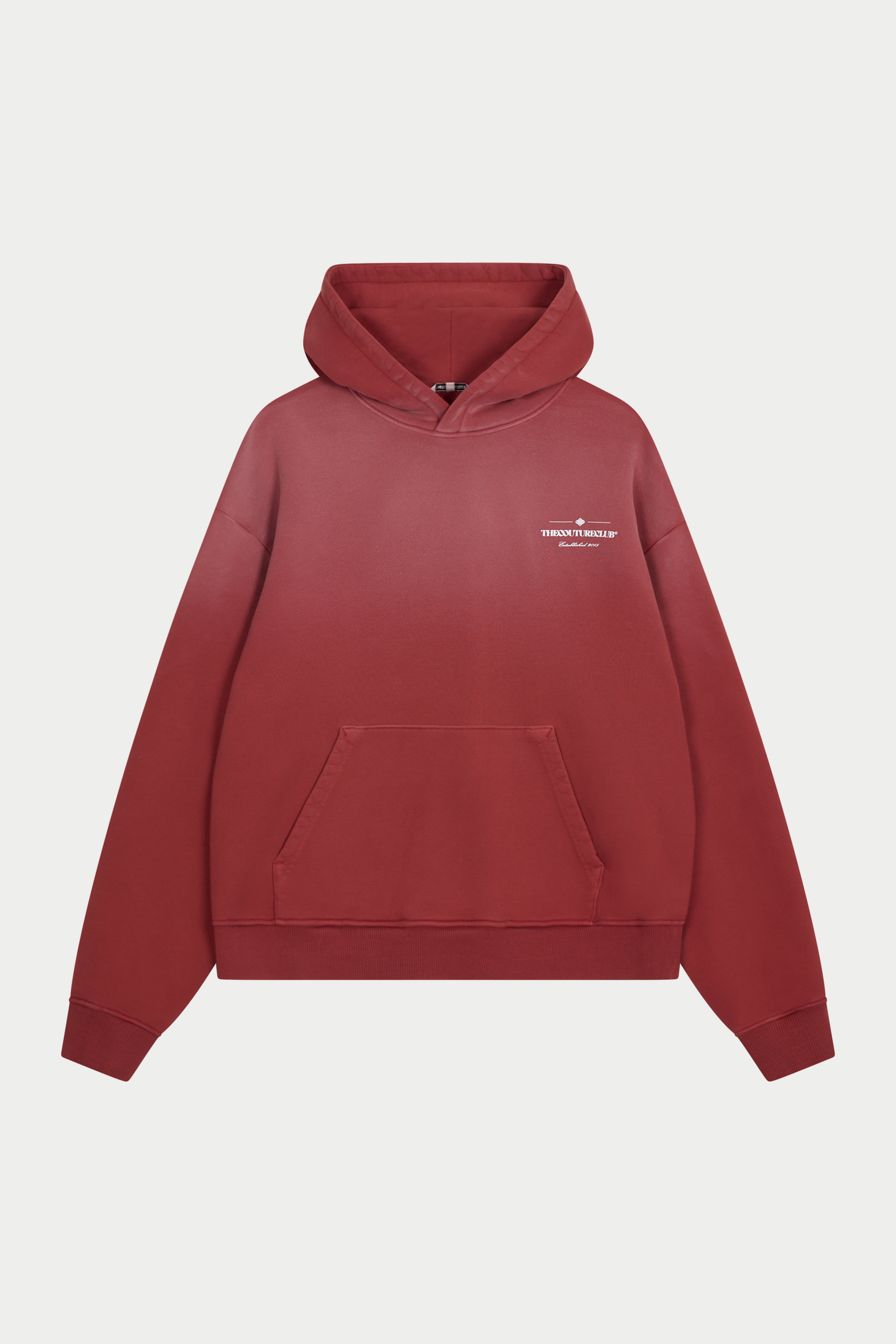 SPRAY WASH COPYRIGHT MULTI GRAPHIC HOODIE - RED