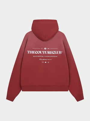 SPRAY WASH COPYRIGHT MULTI GRAPHIC HOODIE - RED