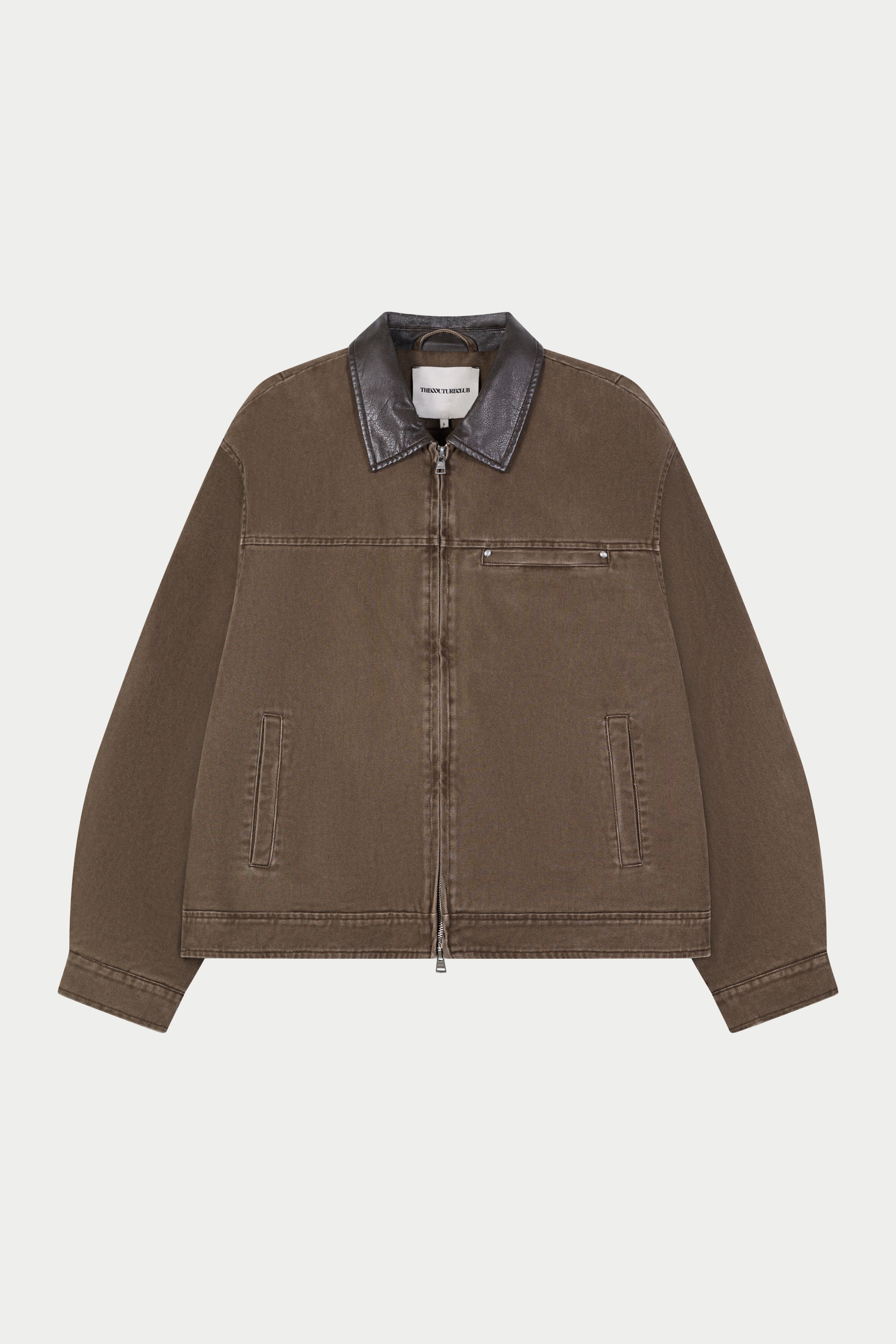 WASHED TWILL PADDED JACKET - BROWN