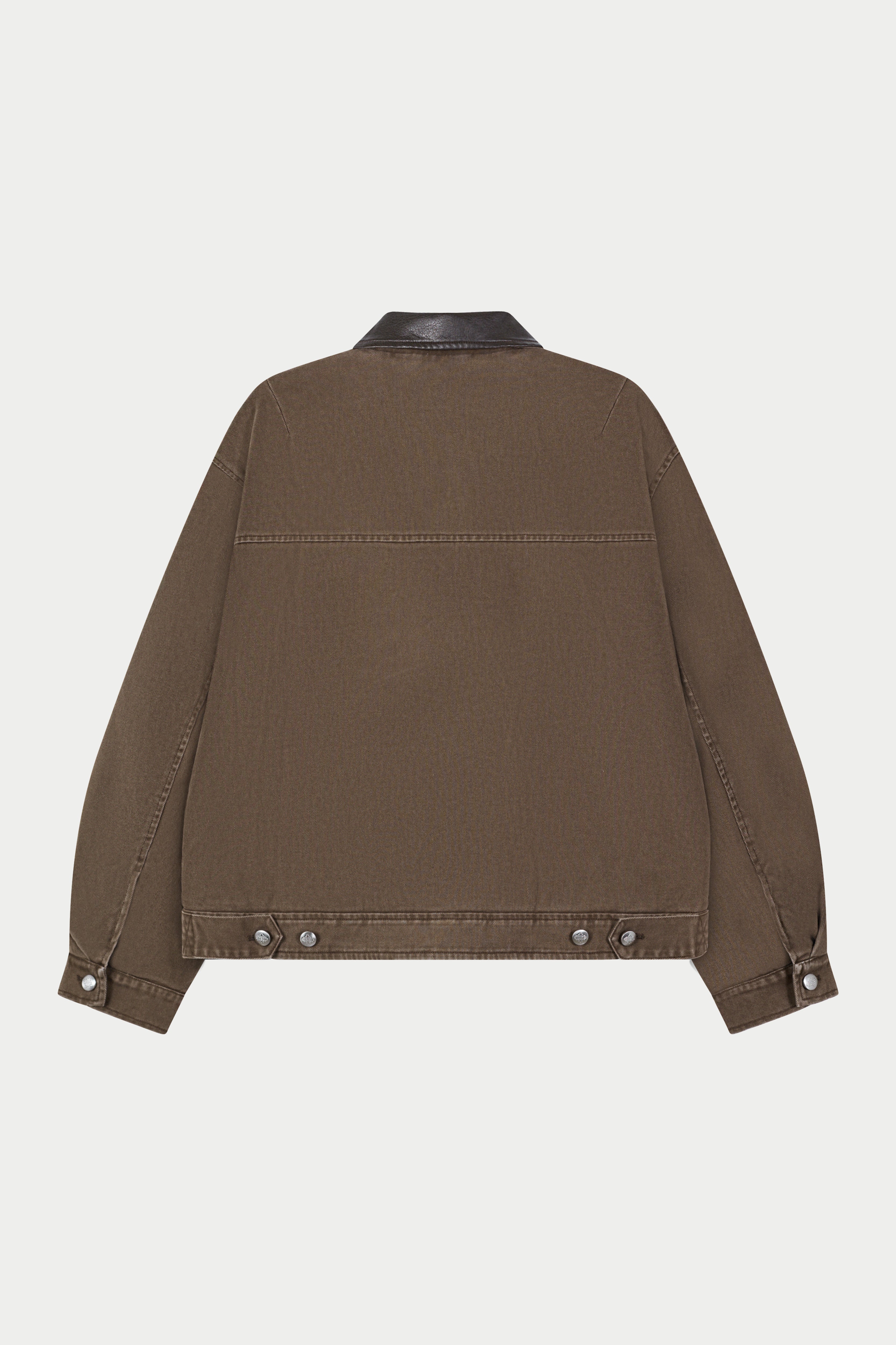 WASHED TWILL PADDED JACKET - BROWN