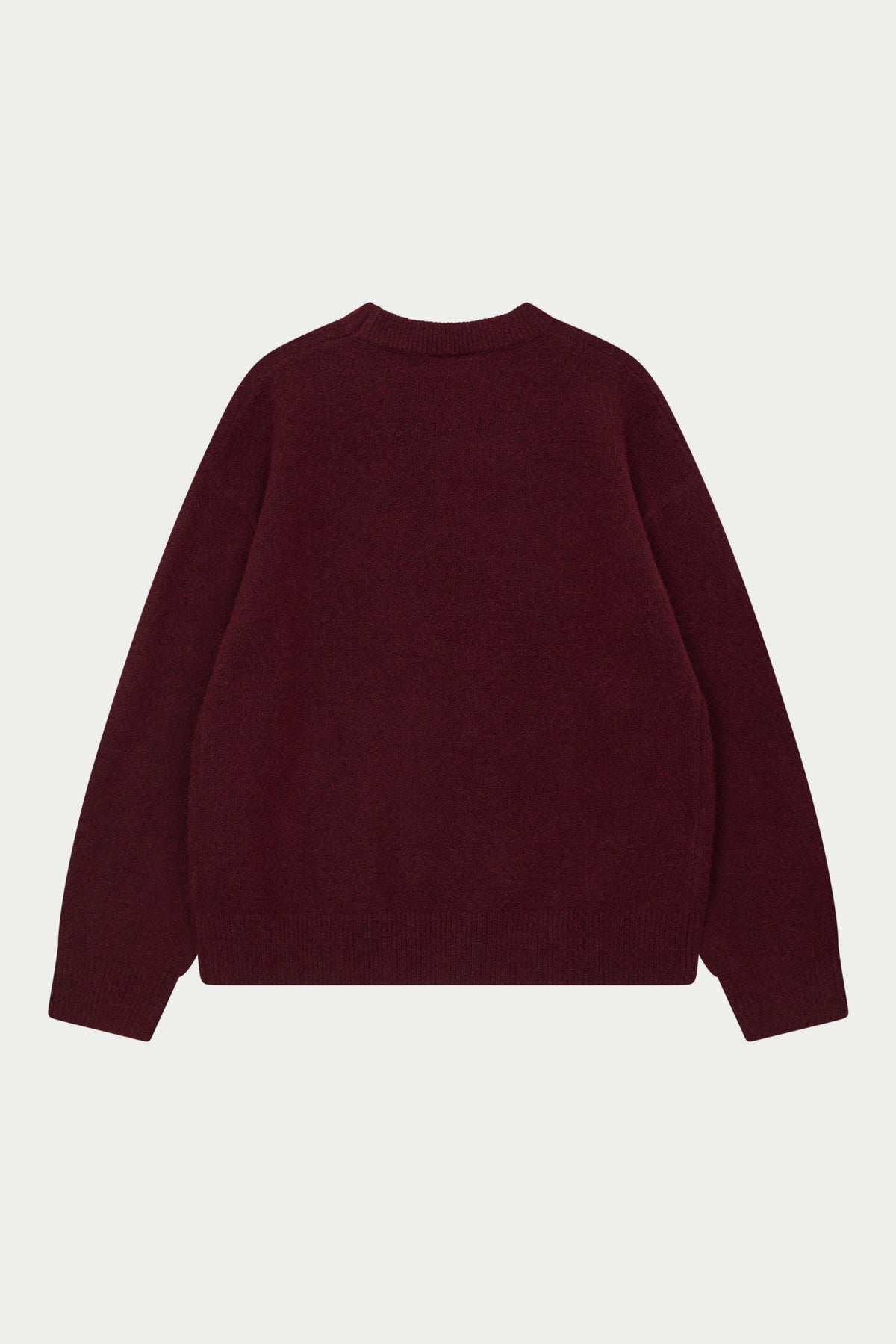 MONOGRAM FLUFFY KNIT CREW - BURGUNDY
