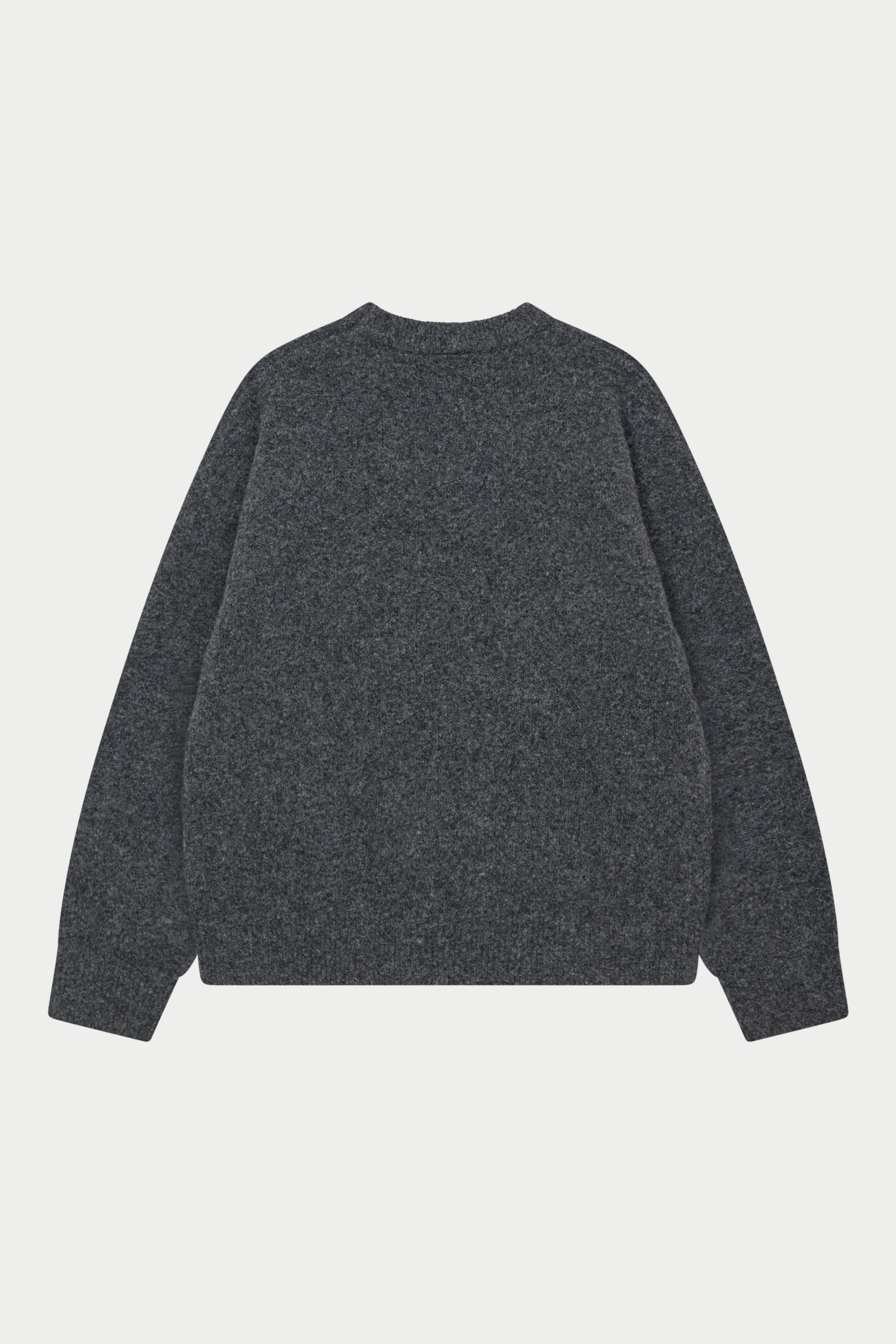MONOGRAM FLUFFY KNIT CREW - CHARCOAL
