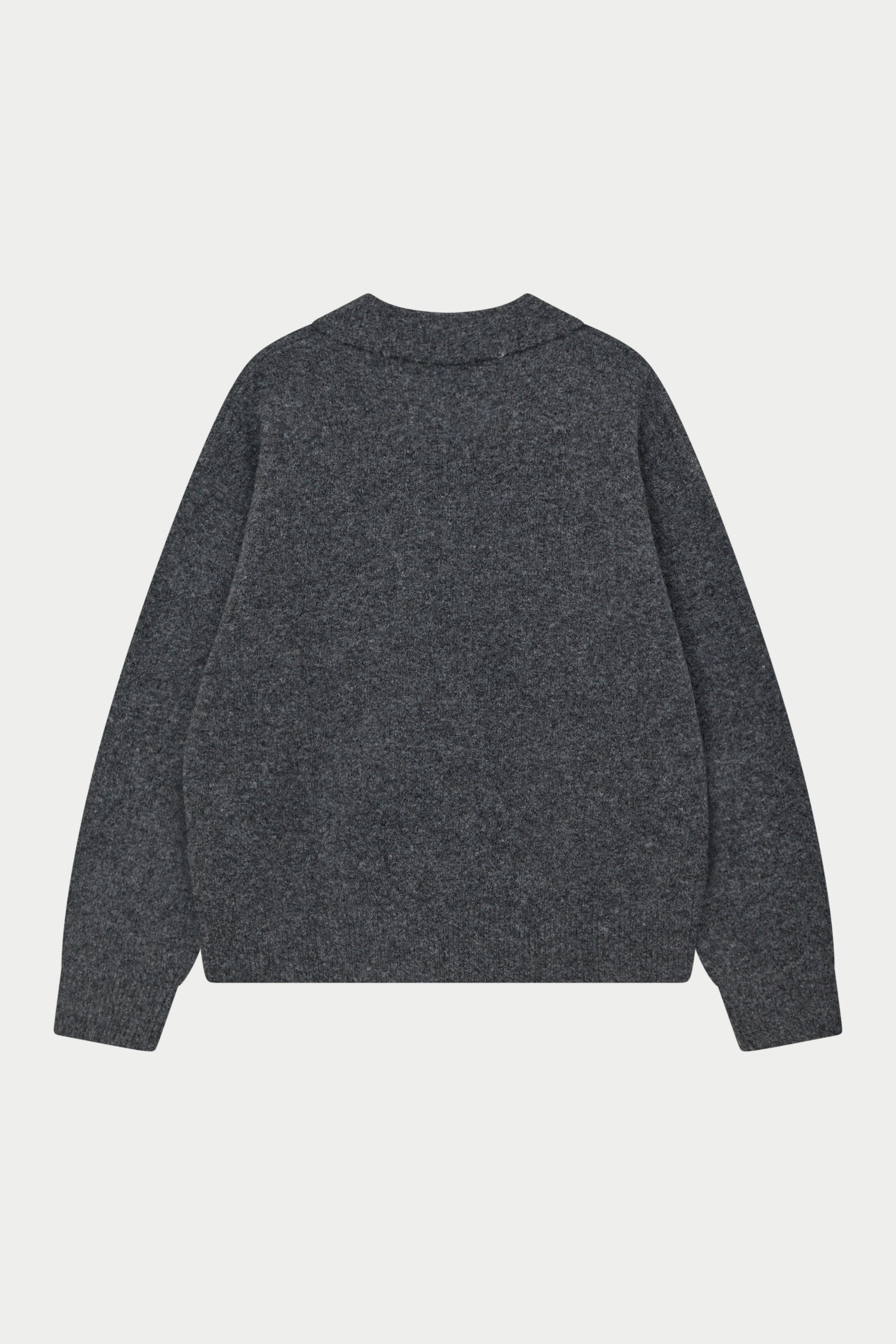 MONOGRAM FLUFFY KNIT POLO - CHARCOAL