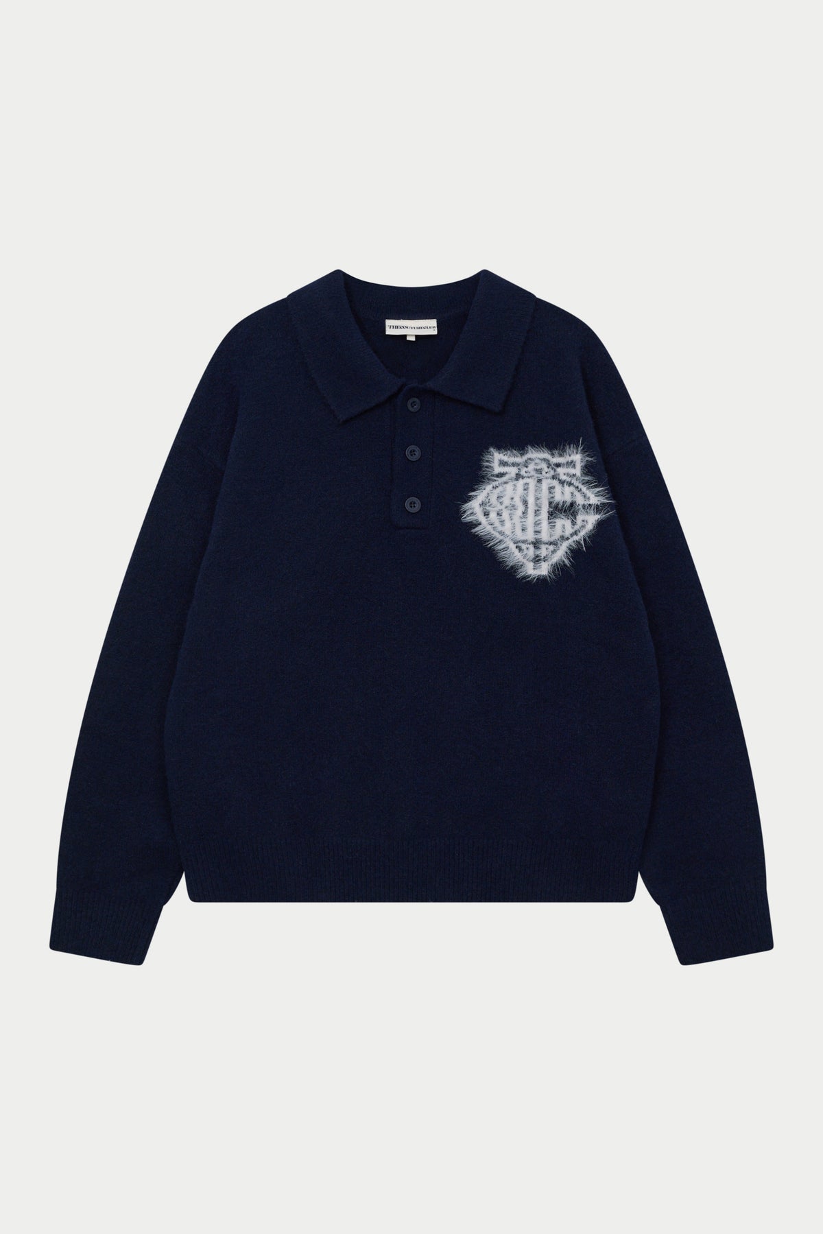 MONOGRAM FLUFFY KNIT POLO - NAVY