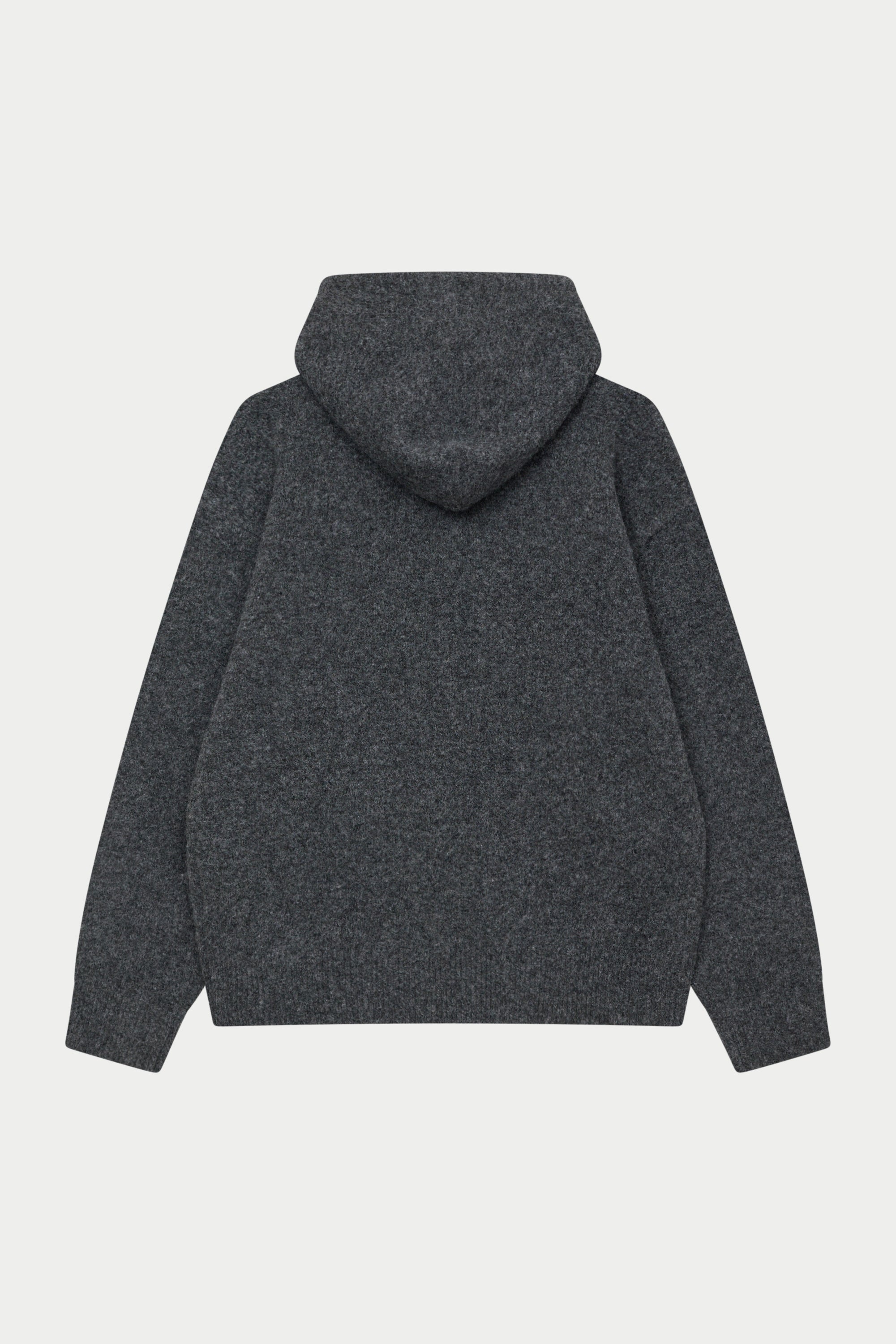 MONOGRAM FLUFFY KNIT ZIP THROUGH HOODIE - CHARCOAL