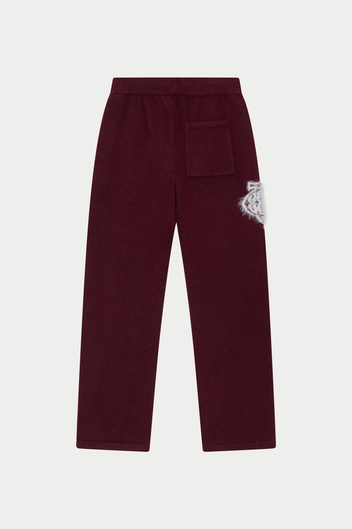 MONOGRAM FLUFFY KNIT JOGGERS - BURGUNDY