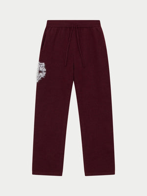 MONOGRAM FLUFFY KNIT JOGGERS - BURGUNDY